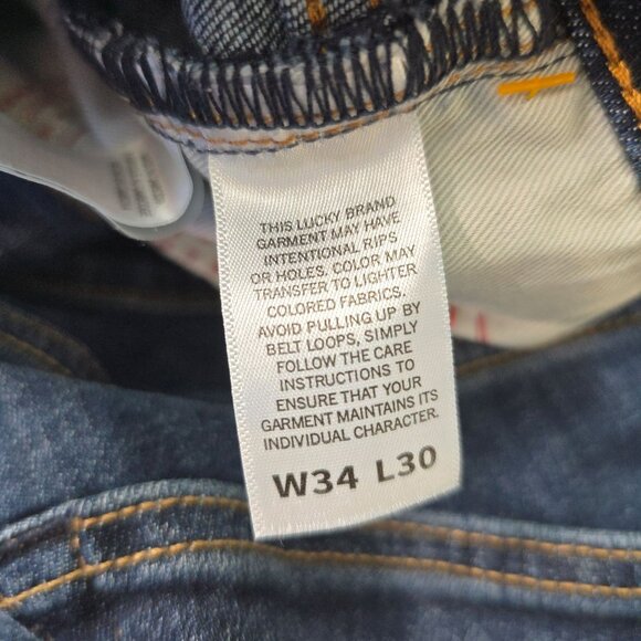 Lucky Brand 121 Slim Straight Dark Indigo Denim Jeans Men Size 34x30 - Picture 10 of 11